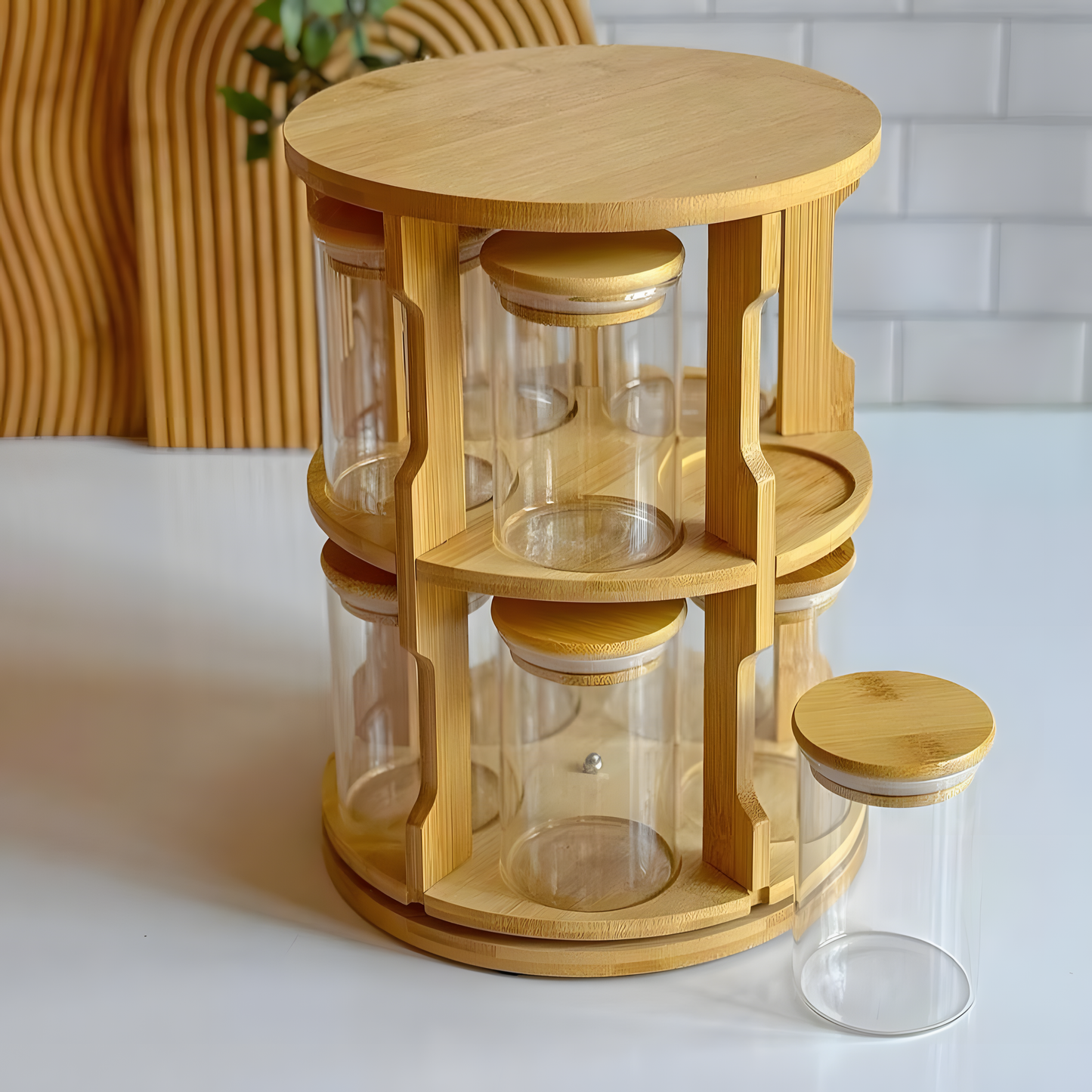 حامل التوابل الخشبي